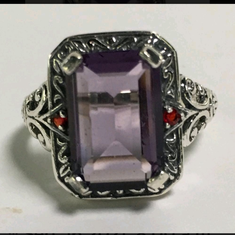 Art Deco Sterling Silver and Amethyst Ring